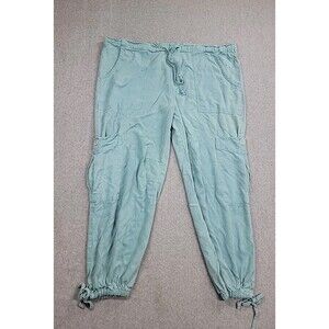 Tianello Joggers Womens XS Green Tencel Rayon Lightweight Baggy Spring Casual